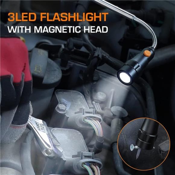 2-Pc sMagnetic Pick Up Tool Set, 360 Swivel Extensible Magnet Tool w/ LED Light - Picture 5 of 6